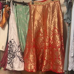 Elegant Gold and Red Women's Skirt